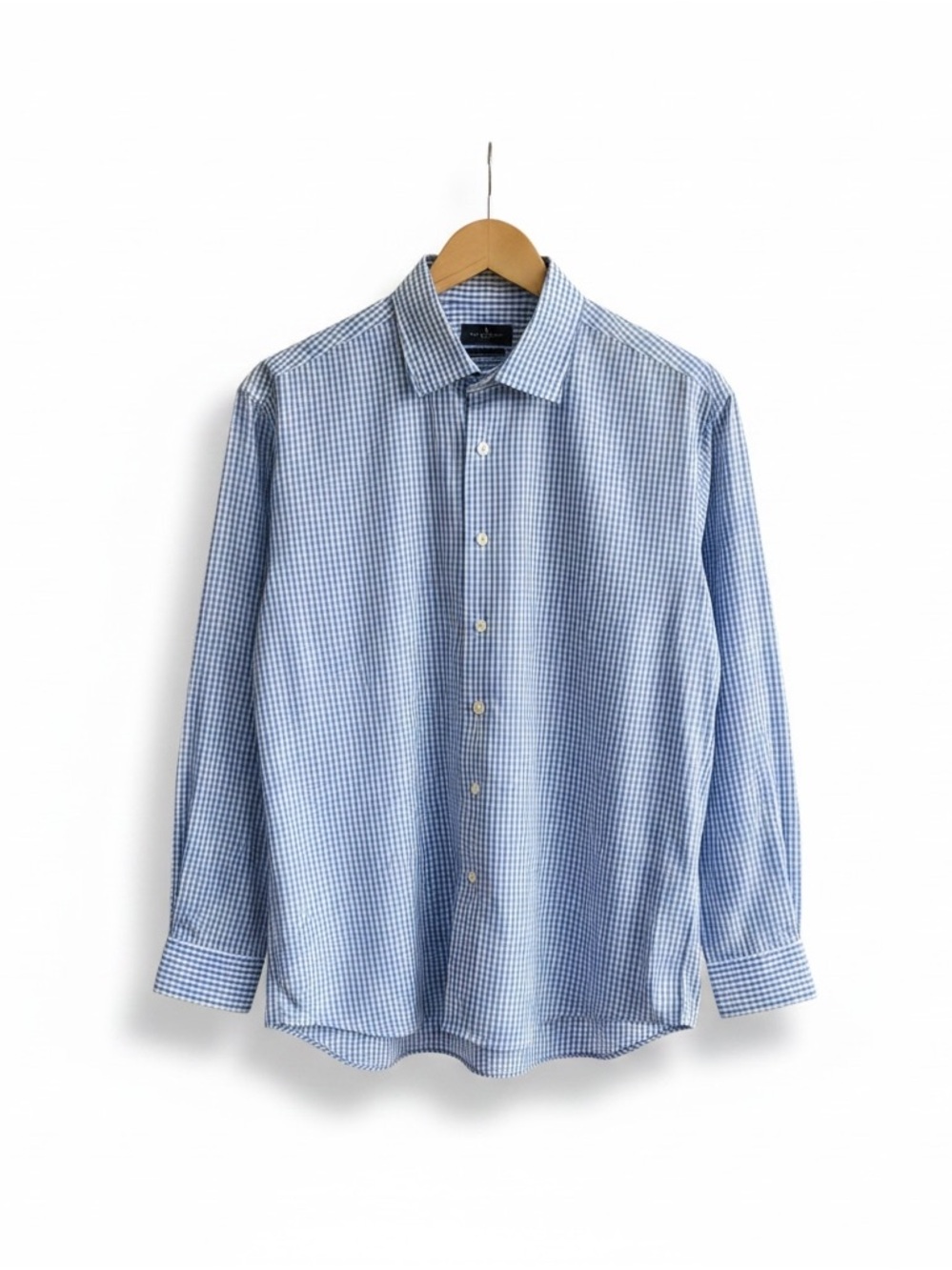 David Donahue Blue & White Check Shirt 17 1/2 34/35